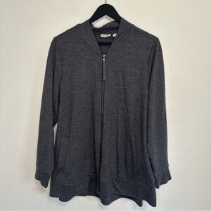 Women’s Logo Lounge Dark Gray Long Sleeve Zip-Up Jacket – Size 1X